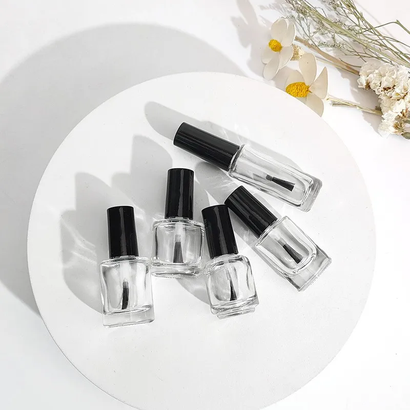 

30pcs 5ml-15ml Square Round Empty Nail Polish Glass Bottles Nail Polish Empty Bottle Nail Art Vial With Brush Cosmetic Container