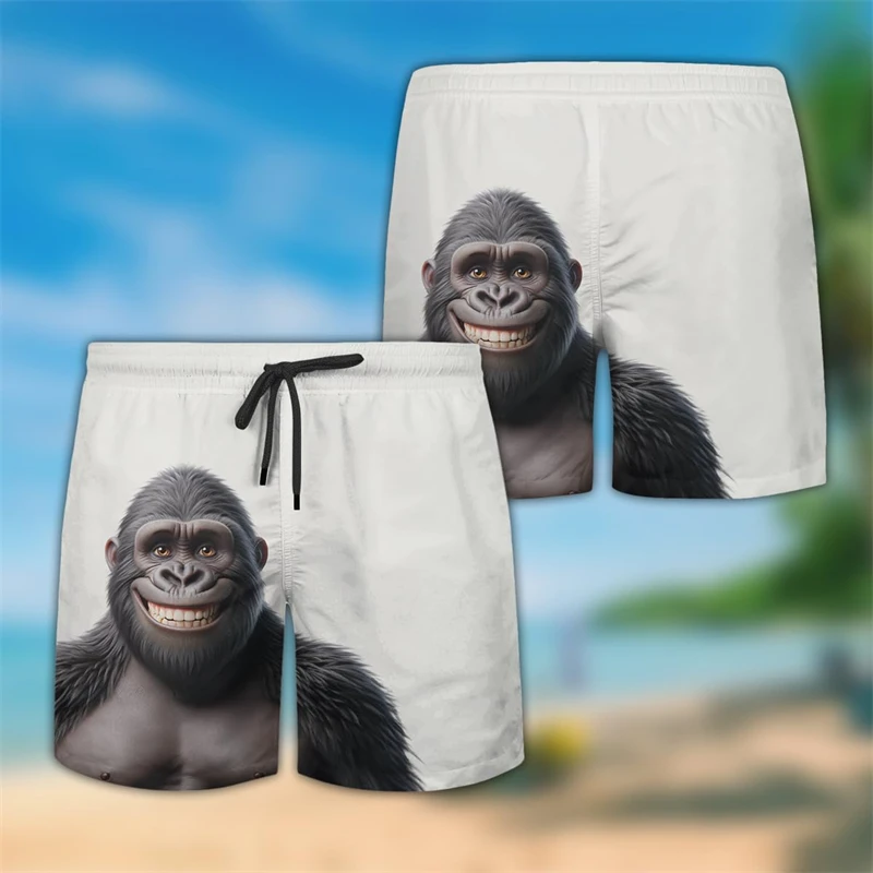 

Funny Monkey 3D Printed Boardshorts Casual Hawaiian Short Pants For Men Clothes Animal Lover Beach Shorts Chimpanzees Trousers