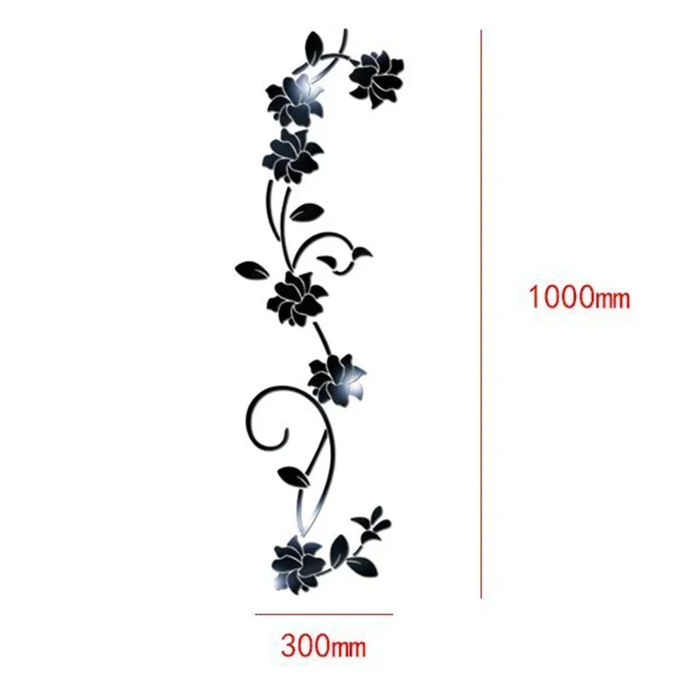 3D Rattan Wall Stickers Acrylic Flower Vine DIY Decal Wardrobe Mural Mirror Effect For Living Room Bedroom Home Decoration