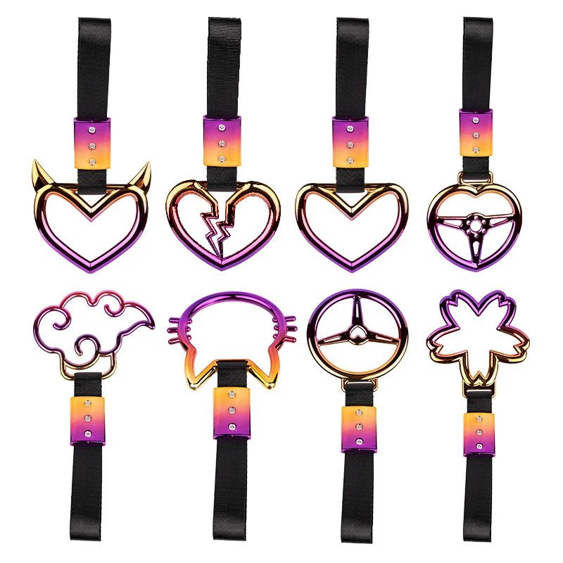 Colorful Car Tow Strap Tsurikawa Ring Heart JDM Train Bus Handle Hand Strap Styling Drift Charm Auto Accessories 1pcs car accessories