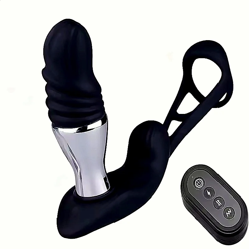 Prostate Massager With Vibrating Electric Shock Features Remote Control Stretching Anal Stimulator For Male Masturbation Toys