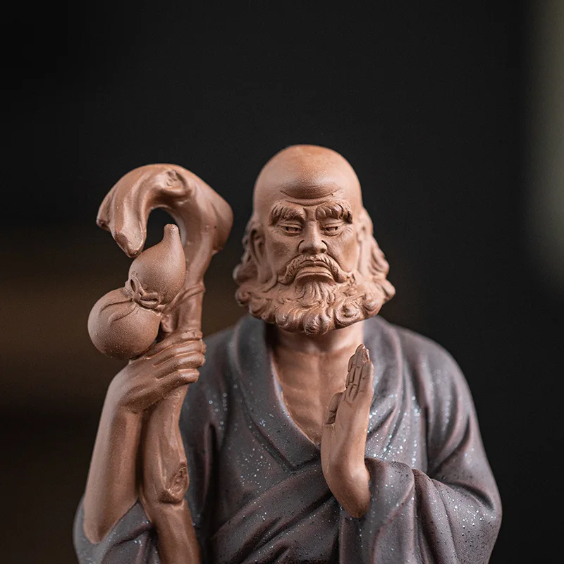 Zen Bodhisattva Ceramic Dharma Sculpture Statue, Lndian Buddhist Figures, Home Room, Office, Feng Shui Decoration