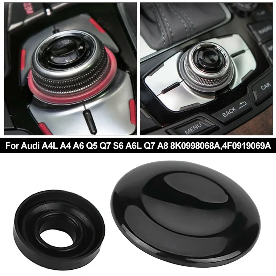 MAGT Pulsante Joystick MMI Per Audi A4/A5/A6/A8/Q5: Copertura Nera Con 2 Anelli Di Tenuta In Gomma - Ricambio 8K0998068