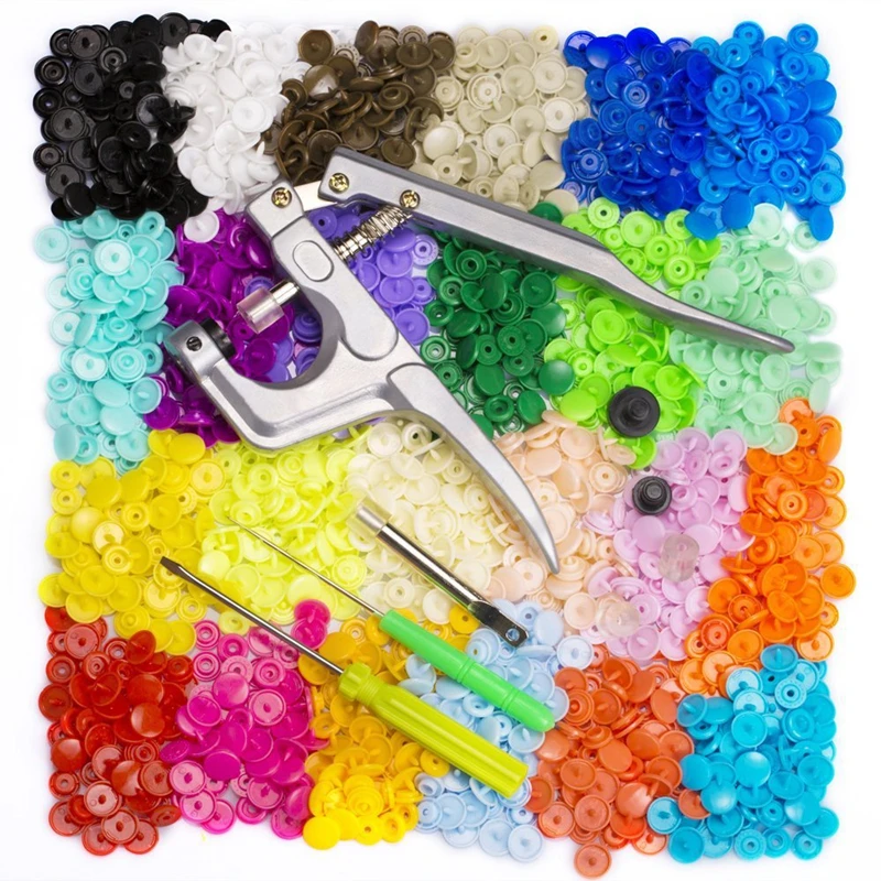 U Shape Fastener Snap Pliers KAM Button + 150 set T5 Plastic Resin Snap Button Press Stud Cloth Press Machine Sewing Tool snap button sewing tool