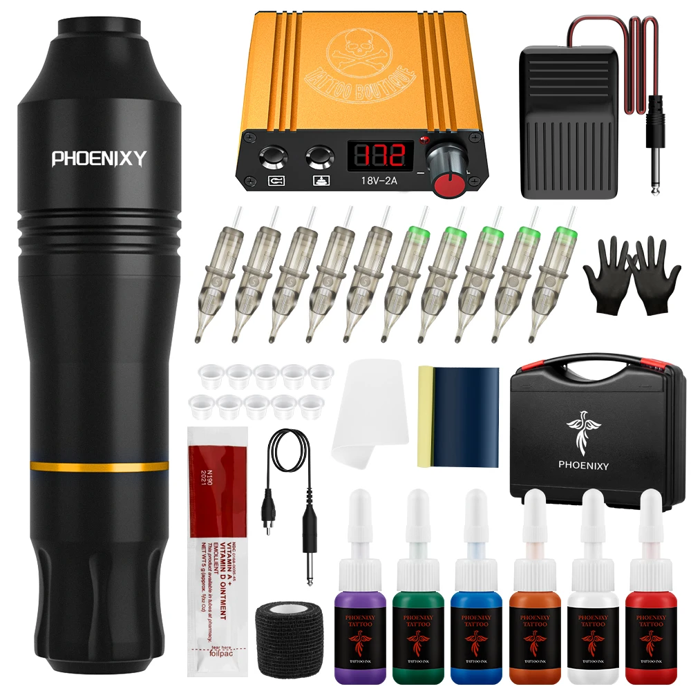 Phoenixy 完全なタトゥーキットタトゥーマシンセット初心者タトゥー
