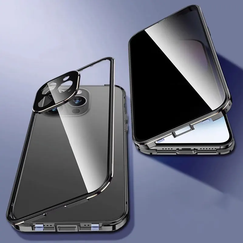 thumbnail image 1 of NEW 360° Protection revent the peep For iPhone 15 Pro max phone Case. Magnetic Adsorption Glass iPhon 12 11 13 Mini cover bag, 1 of 5