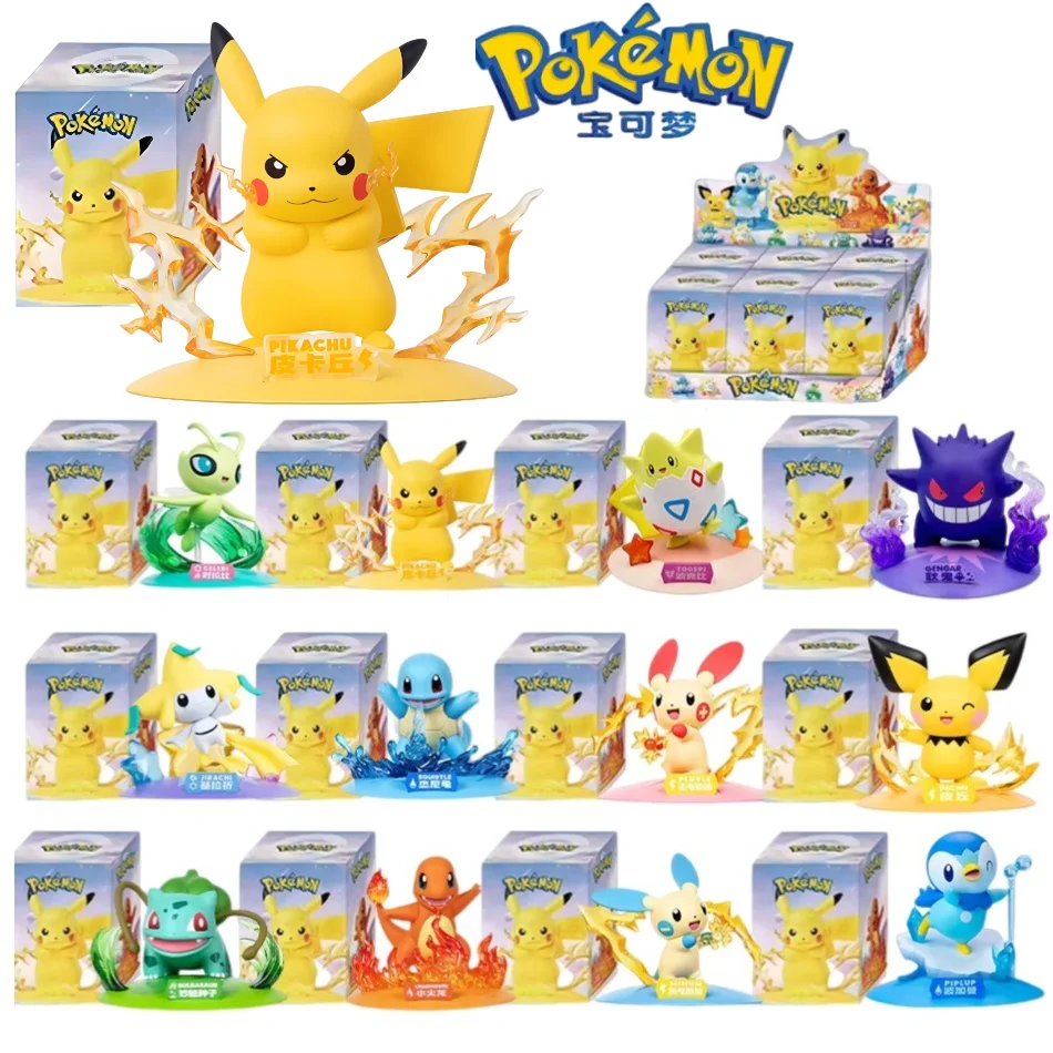 12 style Pok é mon Action Dolls Pikachu Blind Box Anime Models Desktop Decorations Pok é mon Toys Children's Birthday Gifts