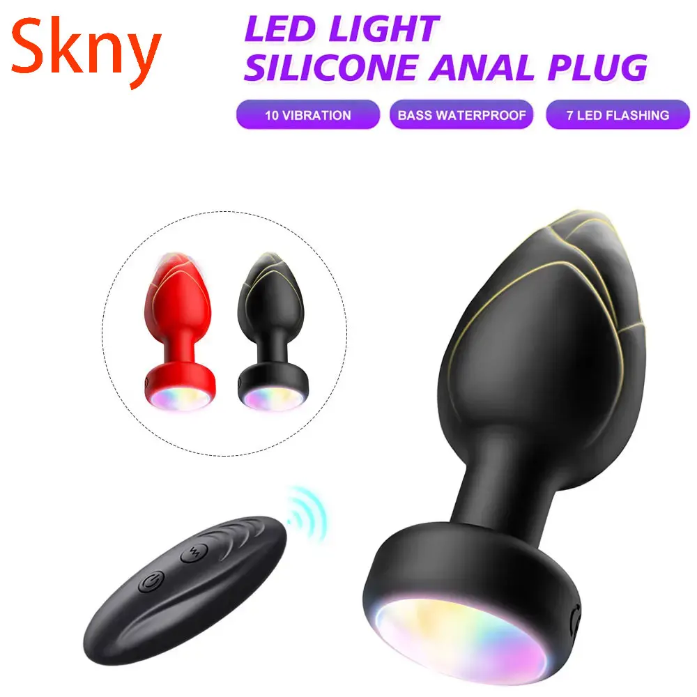 Vibrierender Plug Anal Vibrator Buttplugs Männliches Prostata-Massagegerät Frauen Vaginalmassage Mit LED-Licht Anus Sexspielzeug Für Männer Homosexuell 1