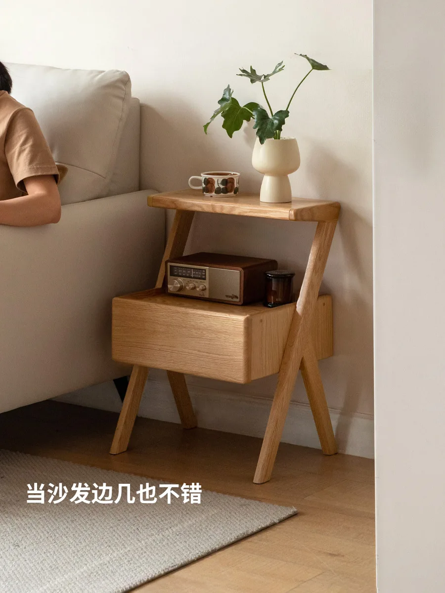 단단한 나무 침대 옆 테이블 보관 랙, 통합 가정용 침실 오크 침대 옆 테이블, 소파 옆 여러 측면 캐비닛