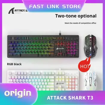 Attack Shark T3 Rgb Wireless Keyboard and Mouse Kit Metal Panel Light Keyboard Ergonomic Design Wireless Mouse and Keyboard