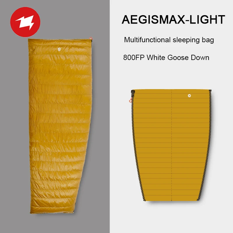 AEGISMAX Outdoor Camping 800FP White Goose Down Envelope Three-Season Down Adult Nylon Sleeping Bag LIGHT