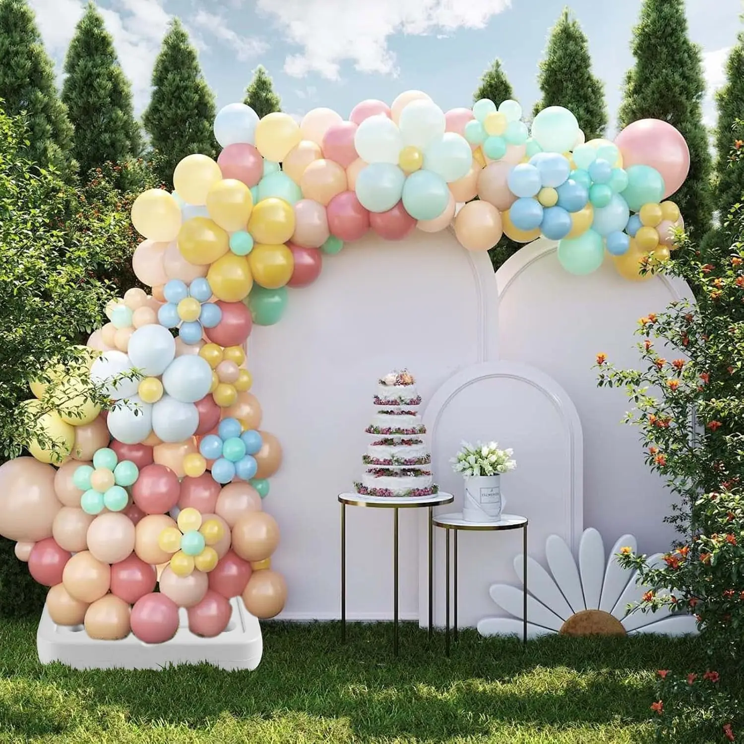 Balloon Arch Kit (8.3FT & 5FT) Free Bending Shape with Independent Water Fill Base Half Balloon Arch Frame and Column Stand