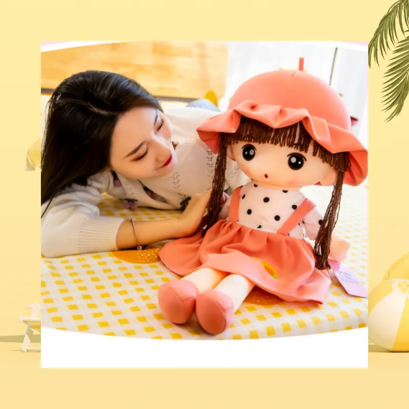 45cm Super Kawaii Plush Girl Doll with Clothes, Children's Girl, Baby Soothing Toy, Soft Cartoon Plush Children's Gift Toy Fille