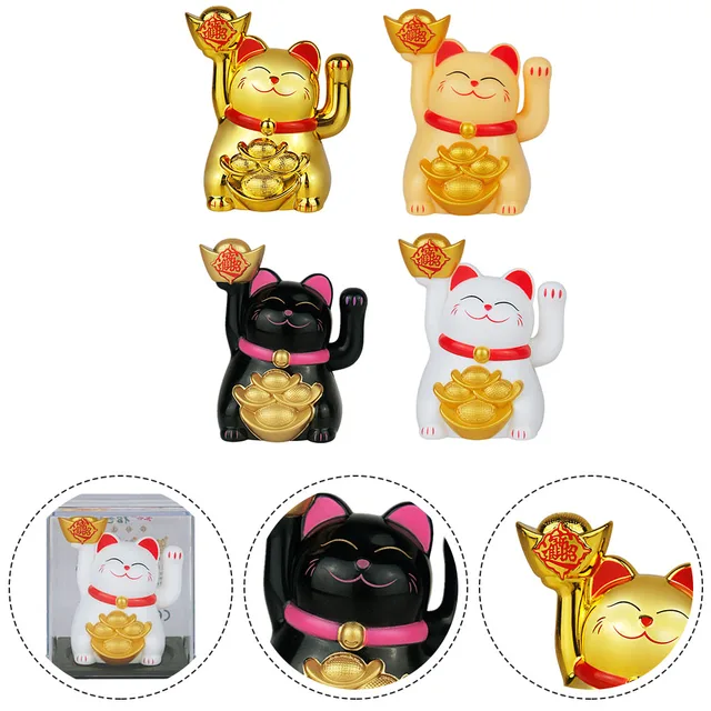 Gatto Fortunato A Energia Solare - Simpatico Gatto Portafortuna Cinese Con Zampa Sventolante, Decorazione Feng Shui Per Casa, Ufficio O Auto - Foto 14