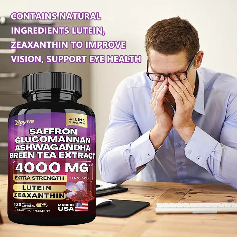 Saffron Extract Glucomannan Green Tea 4000 Mg Mood Regulation Eye Health green tea capsules