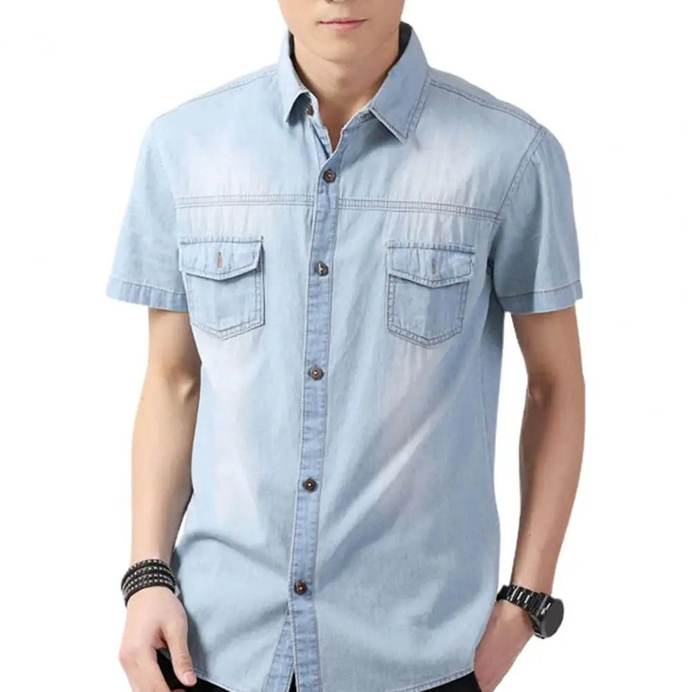 

Новинка 2022, модная мужская рубашка, однотонная, однобортная, подходящая ко всему летняя рубашка с отложным воротником, женская одежда в уличном стиле