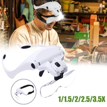 

1.0X 1.5X 2.0X 2.5X 3.5X LED Magnifying Adjustable Head Magnifier Bracket Loupe With 2 Lights Tool Headband Magnifier Glasses