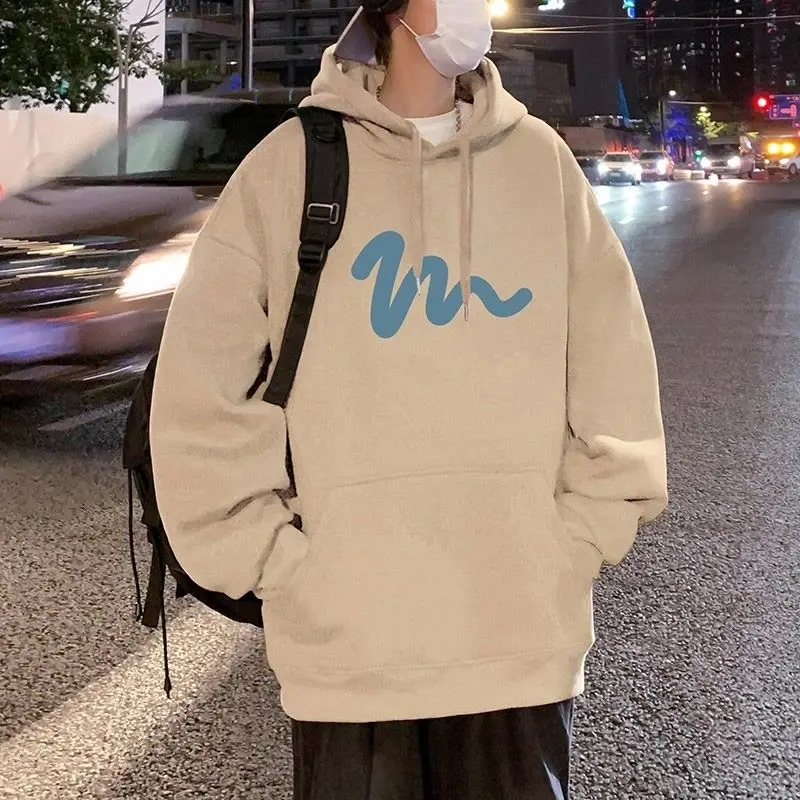 Kazak Erkekler 2024 Yeni Sonbahar ve Kış Kapşonlu Amerikan Çift Kapüşonlular Moda Rahat Kalınlaşmış Kadife Ceket Çok Yönlü Trend