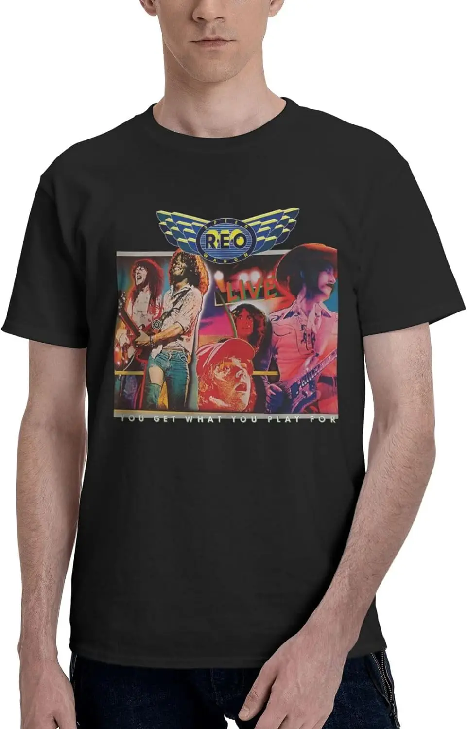 

REO Rock Band Speedwagon Men's Short Sleeve T Shirts Crewneck T-Shirt