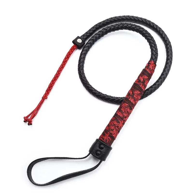 88CM Hand Made Premium PU Leather Bull Whip 8 Plait Leather Whip for Horse Training