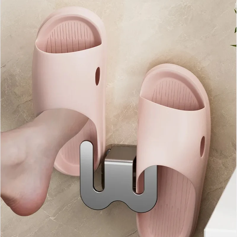 No Punching Bedroom Storage Shoe Drying Slippers Rack Bathroom Rack Slipper Hook Toilet Drainage Wall Mounted