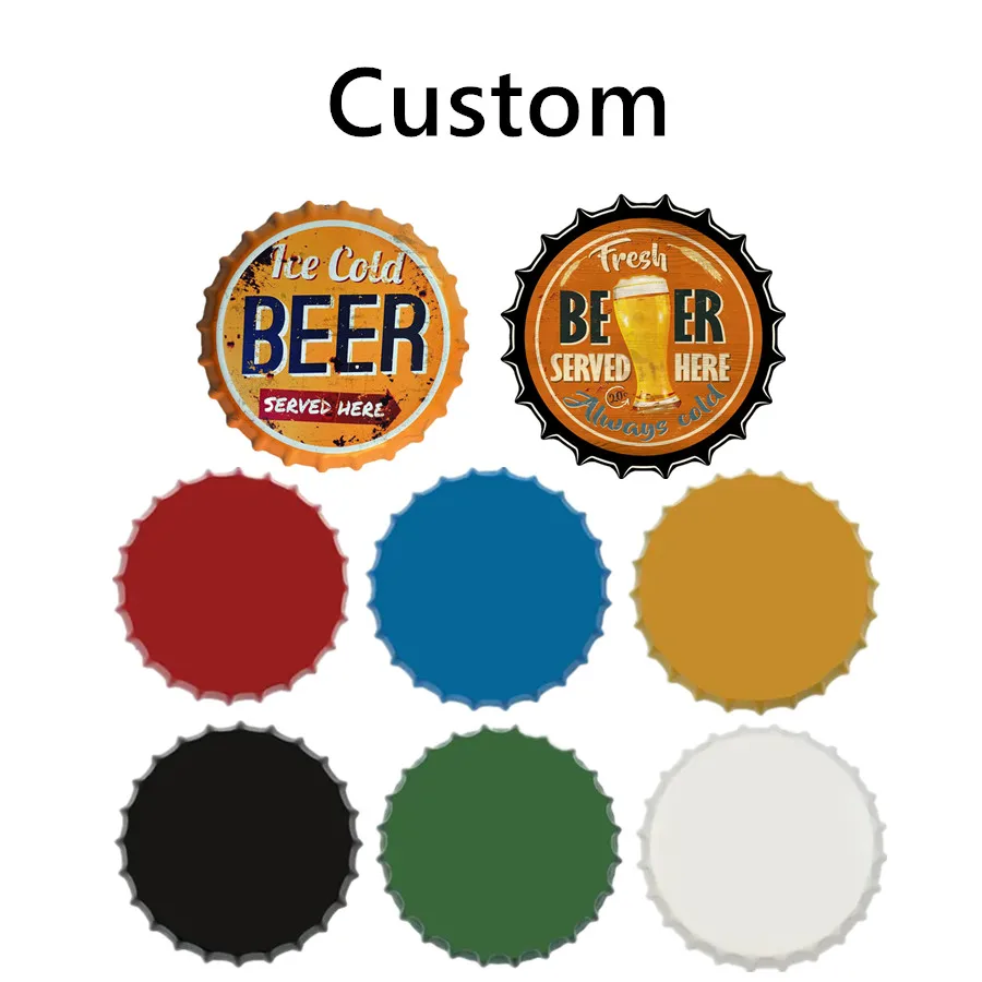 

Customized Beer Bottle Cap Metal Tin Sign Photo Family Pets Decorative Iron Plate Indoor Bar Cafe Garage Club Home Decor Plaque