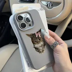 Adorable Soft Cat Pattern Phone Case Cover - Galaxy S23 Ultra (GRAY)