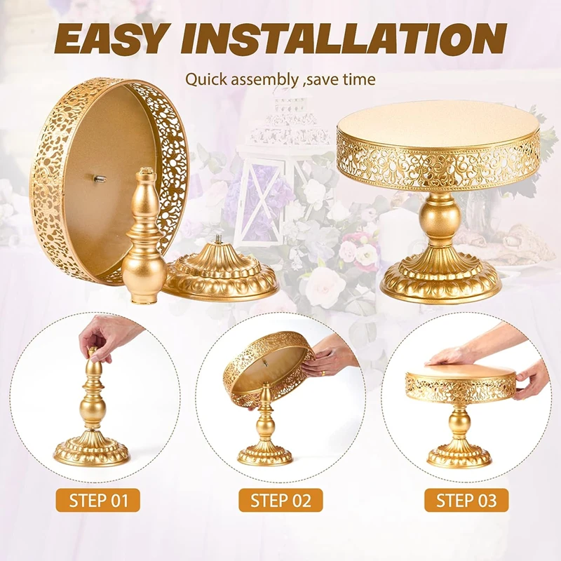 Round Metal Pedestal Holder Cake Stand Dessert Cupcake Pastry Candy Display Plate Gold Tower for Wedding Birthday Party cake stand dessert stand