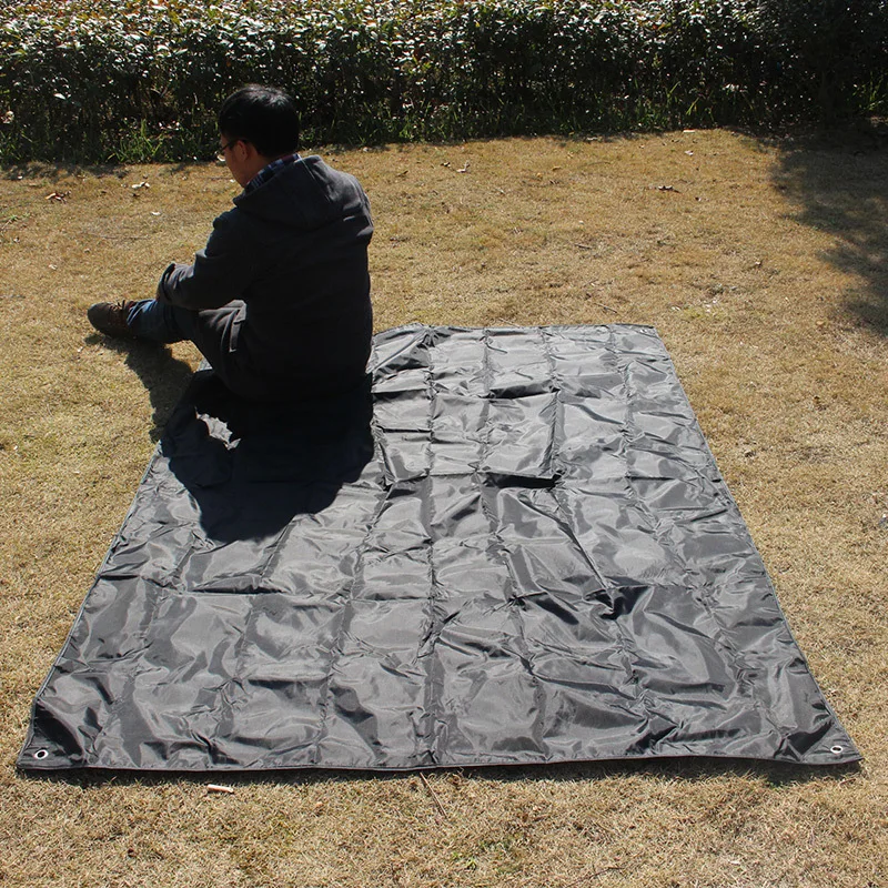 AOTU 210*150cm 210T Oxford Ultralight Tarp Mini Sun Shelter Awning Camping Mat Tent Footprint 5