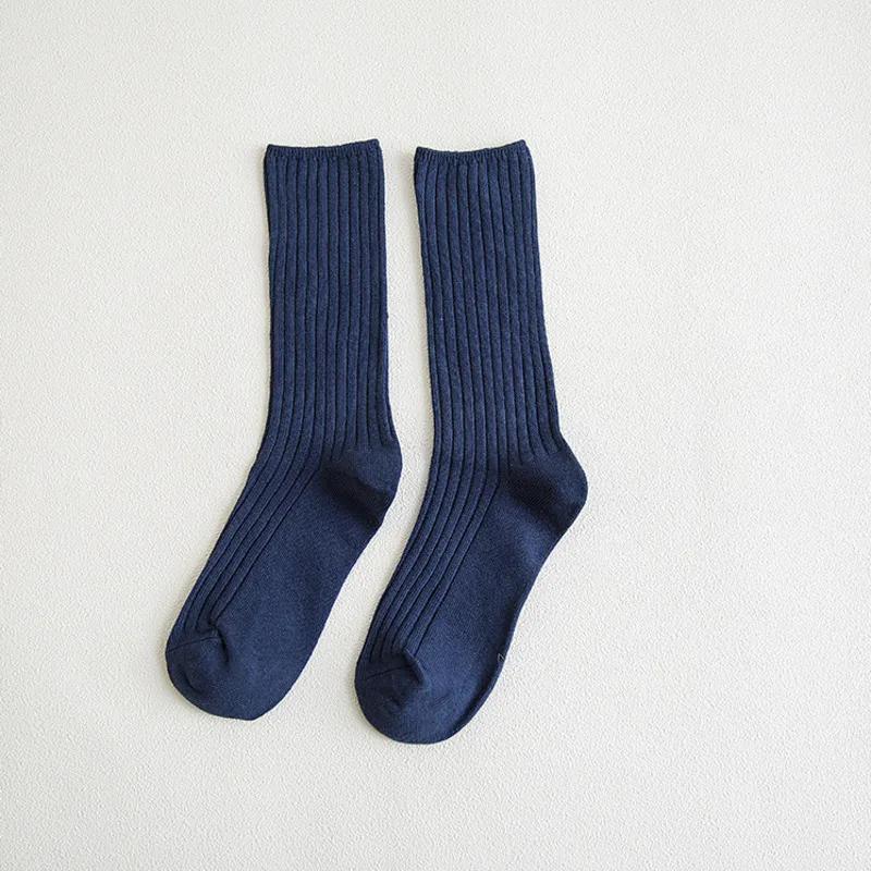 Women Cotton Loose Socks 1pair Knitting Solid Color Breathable