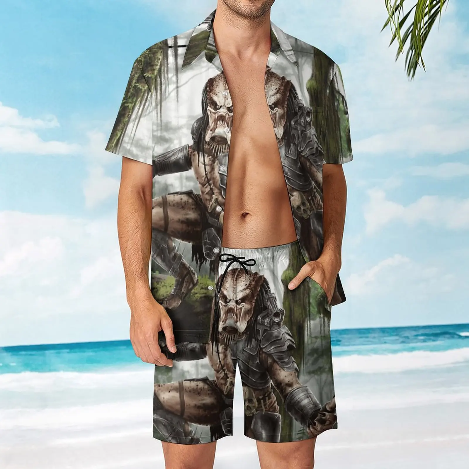 

Predator Movie Alien 26 Men's Beach Suit Graphic 2 Pieces Coordinates Vintage Beach USA Size