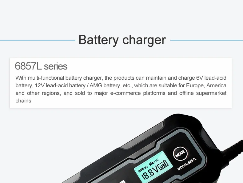 5000mA Vollautomatisches Auto- und Motorrad-Batterieladegerät, 6 V/12 V, intelligentes LCD-Display, Betreuer, Batterieladegerät für Auto, Wohnmobil, ATV, Boot – Detail 1