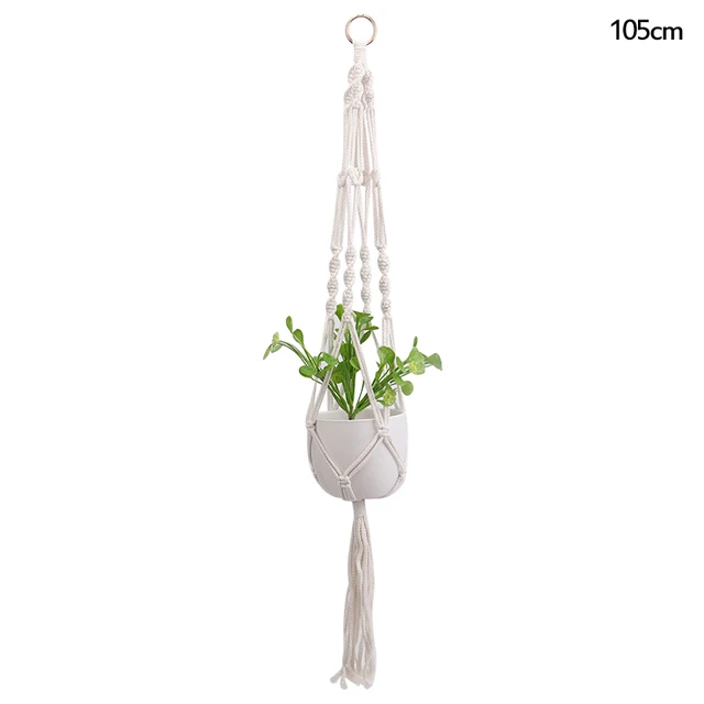 Macrame Handmade Plant Hanger Baskets Flower Pots Holder Balcony Hanging Decoration Knotted Lifting Rope Home Garden Supplies J
