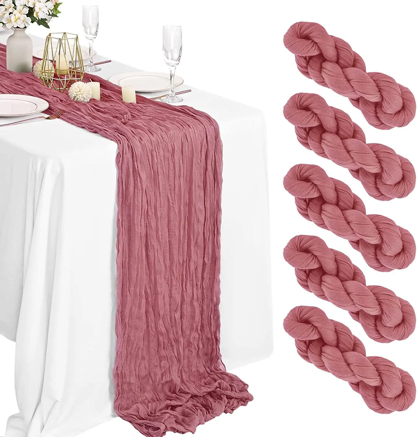 

5/10/20packs Cotton Gauze Table Runner Wedding Tablecloth Cheesecloth Dinning Table Cover Banquets Party Baby Shower Decoration