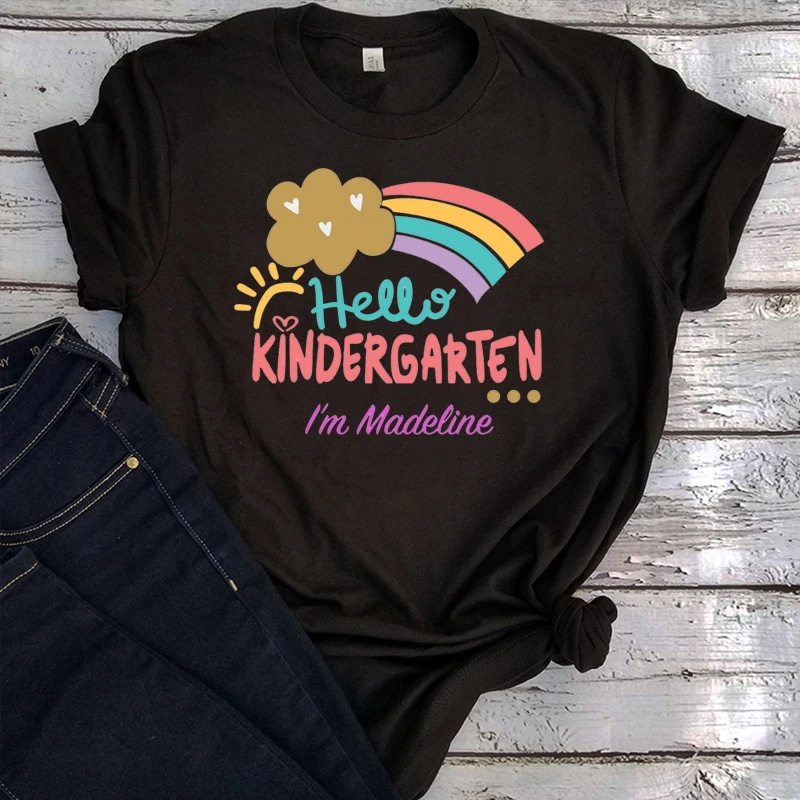 

Hello Kindergarten Shirt Kindergarten with Name Shirts Kindergarten Tops Back To School Tee First Day of School