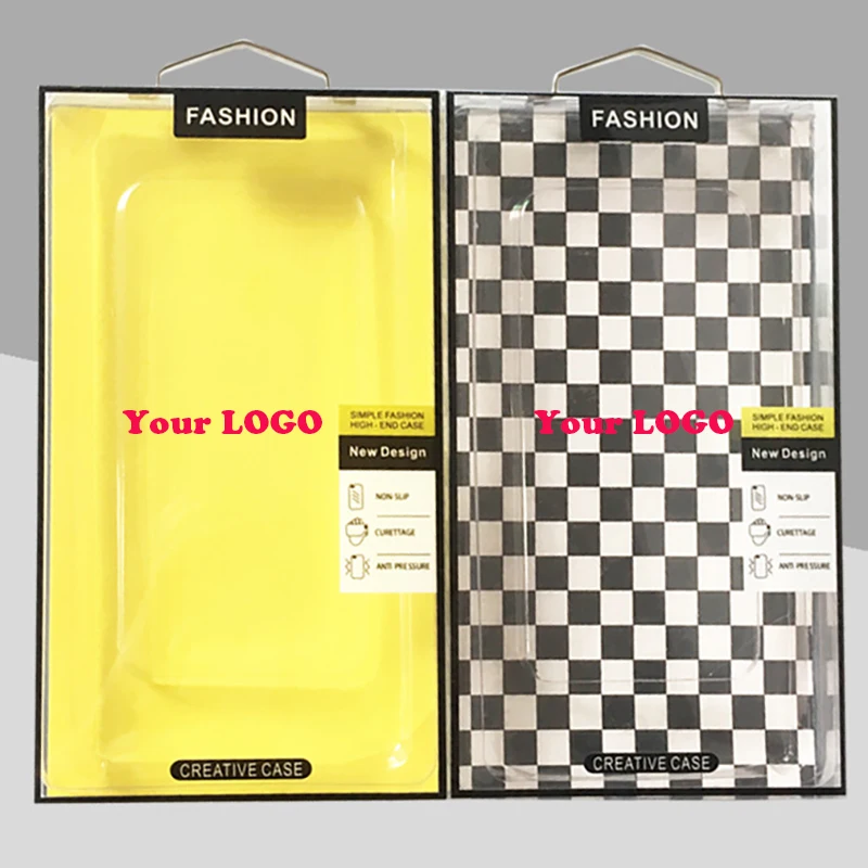 

Free Custom Your Logo 100Pcs PVC Blister Yellow Retail Packaging Package Box for iPhone14 Xiaomi Huawei Mobile Phone Case Cover