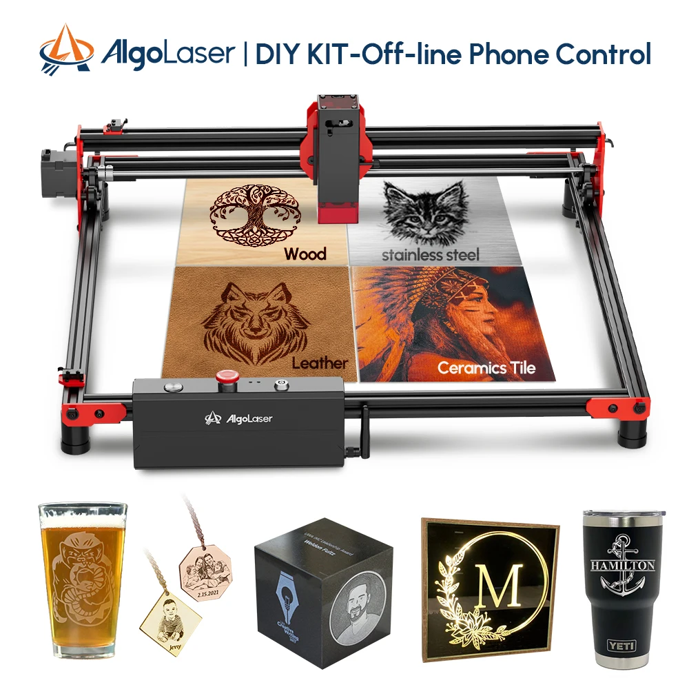 

Algolaser Beginner Laser Engraving Cutting Machine DIY KIT Table 40*40cm Offline Lase Engraver Mirror/Leather/Glass/Wood/Acrylic