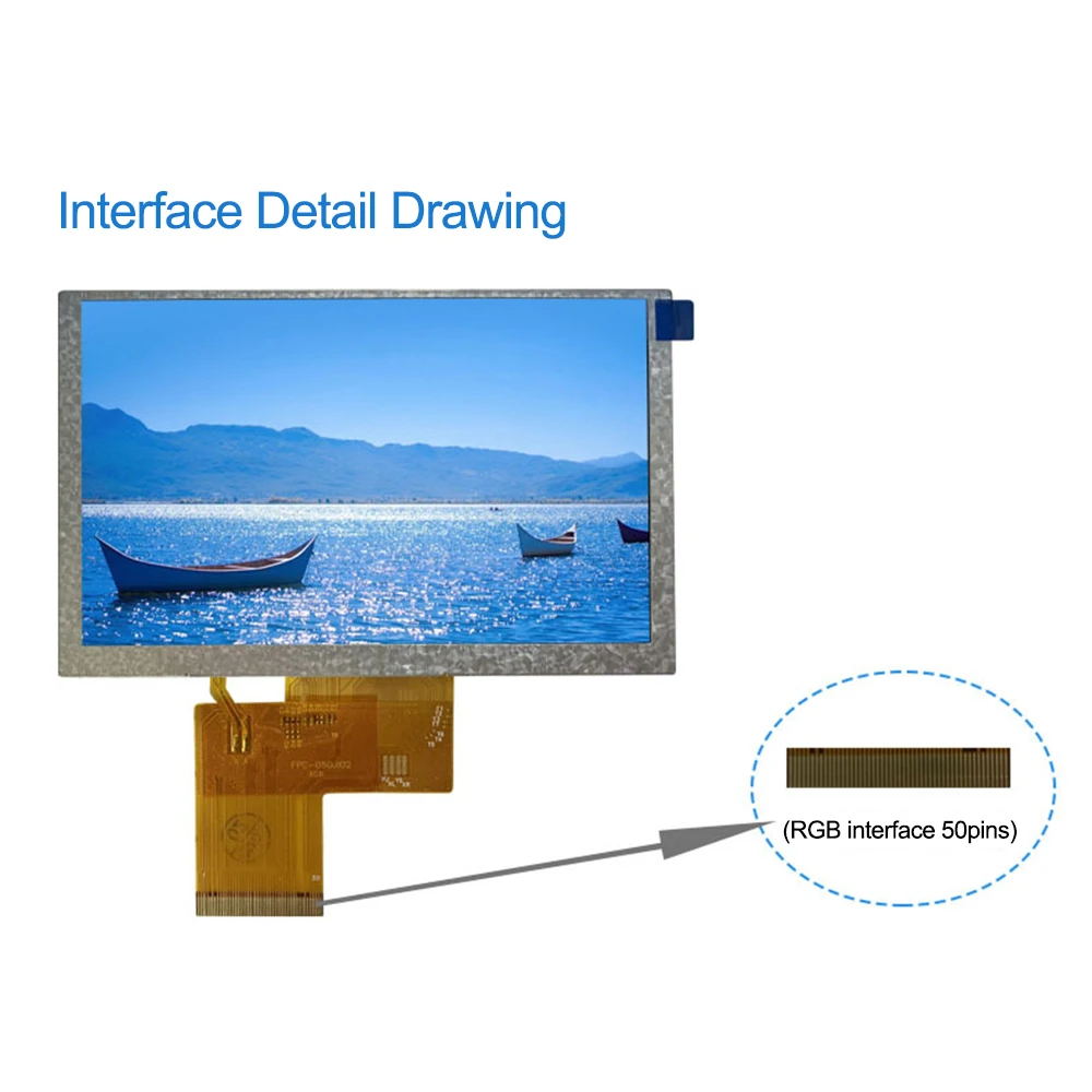 5.0 ġ LCD IPS ÷ RGB ̽ ػ 800x480 60hz  ӵ 50Pin LCD ÷ ÷ LCD ȭ
