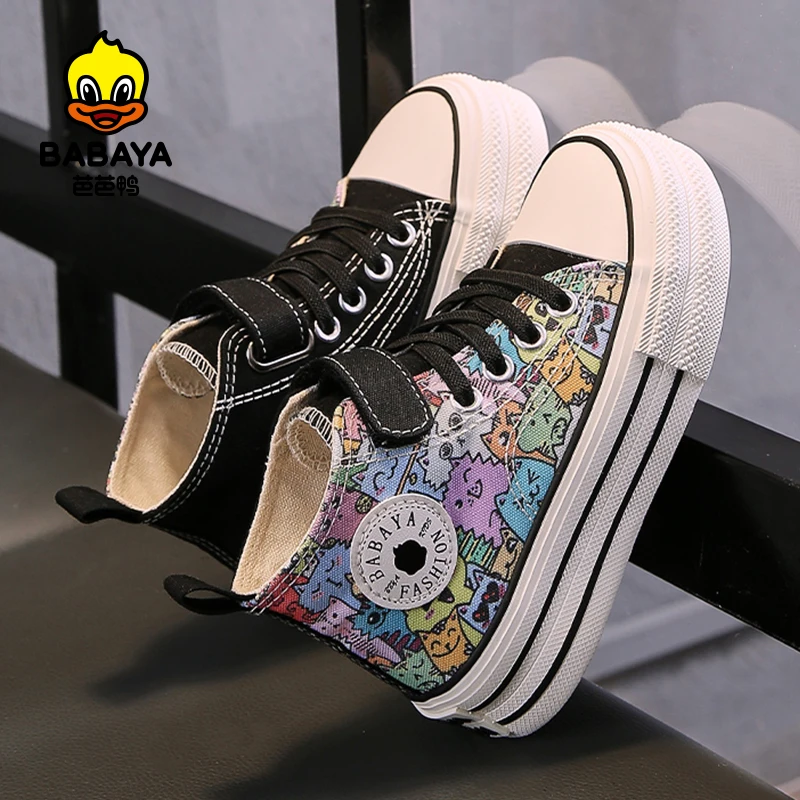 Babaya 2024 Spring New High Top Children's Canvas Shoes Girls Shoes Boys Breathable Skate Shoes Autumn Kids Sneakers 5