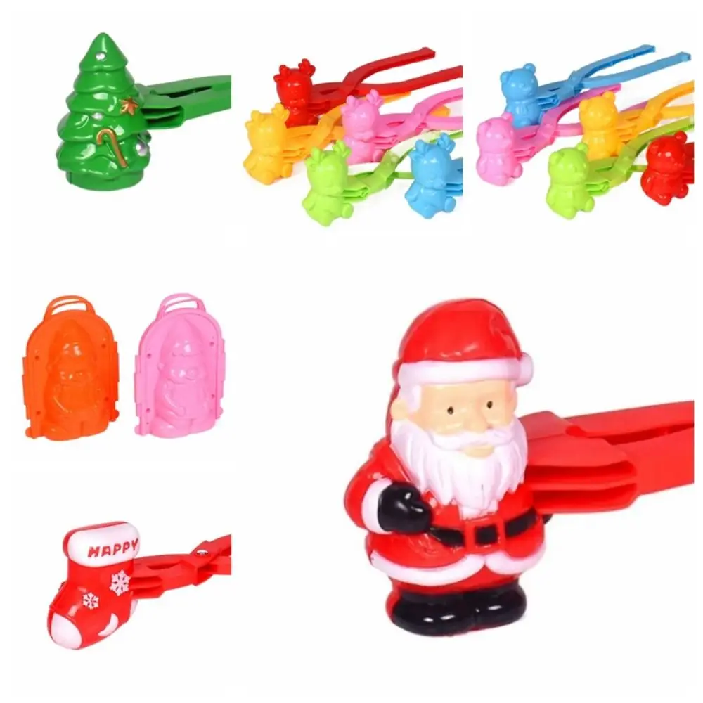 Plastics Santa Clau Snowball Maker Toy Christmas Tree Anti-slip Handle Christmas Tree Snowball Maker Clips Portable Santa Clau