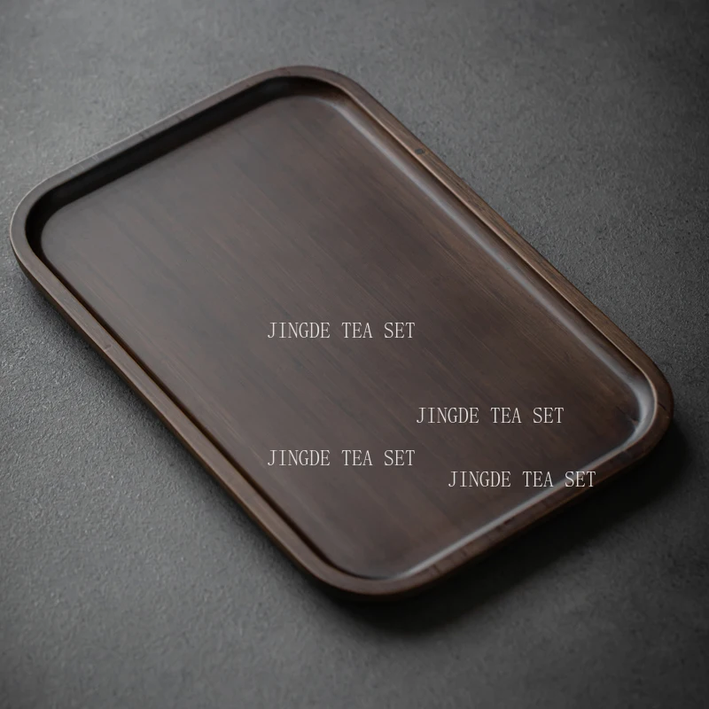 Thickened Bamboo Tea Tray Teaset Accessories Japanese Rectangular Kung Fu Teaset Tray Home Multifunctional Walnut Colored Tray