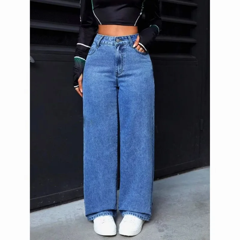 Nouveau Jean Femme Taille Haute Ample et Droit Effet Délavé Vintage 2026 – Style Streetwear Décontracté