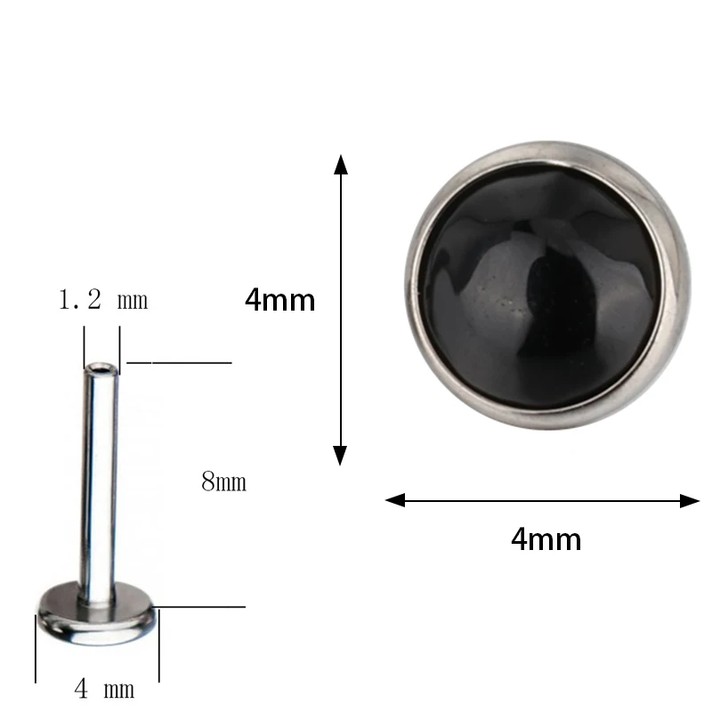 Body Piercing Jewelry ASTM F136 Titanium PIERC Circular Ear Lip Studs with Natural Stone Top Labret Tongue Nose Stud Earrings Body Piercing Jewelry