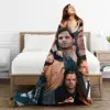 Warm Blanket Camping Sebastian Stan Photo Throw Blanket American Actor Bucky Barnes Flannel Bedspread Chair Funny Sofa Bed Cover 5