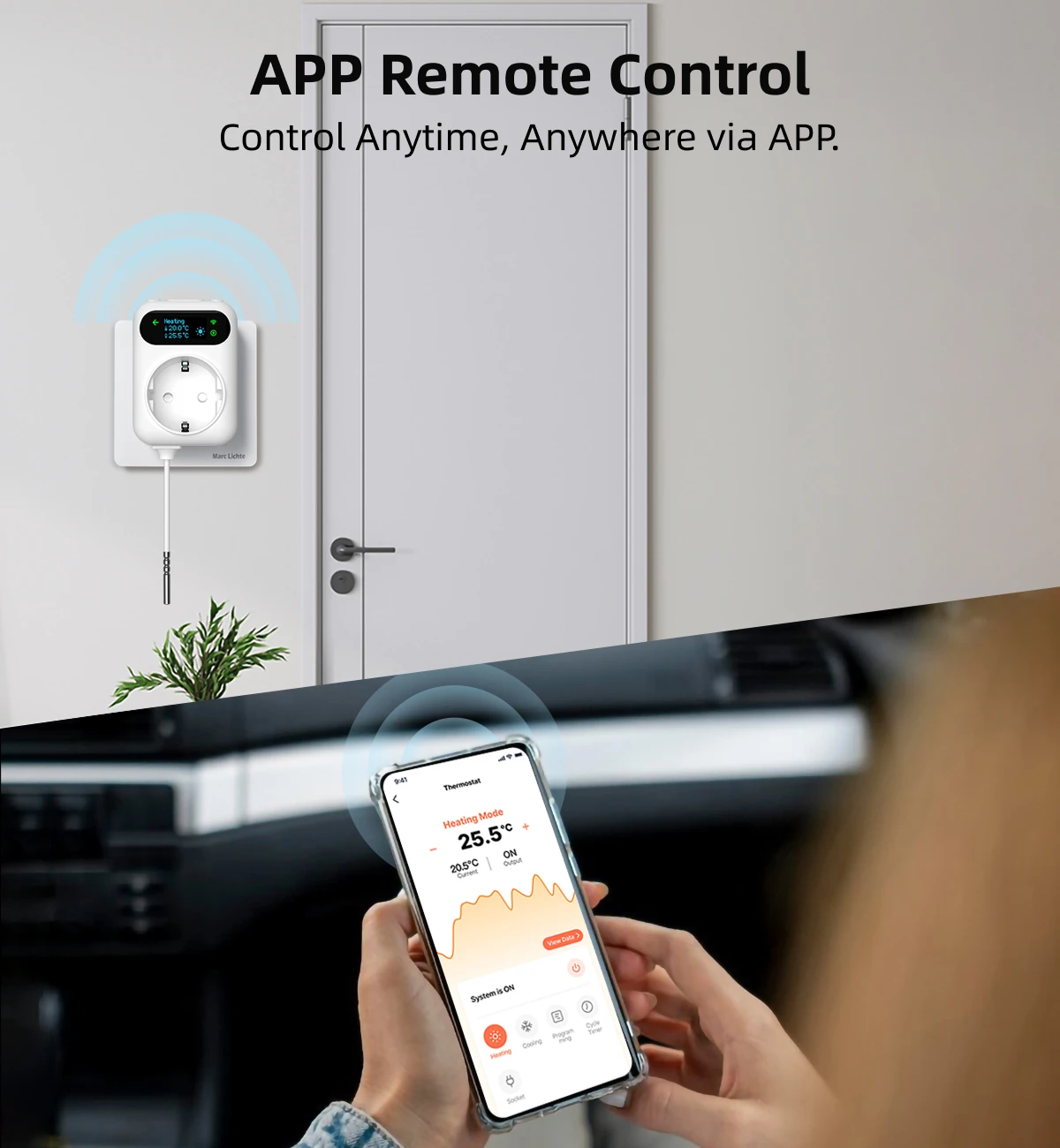 16A Tuya Wifi Smart Plug Digital Thermostat Socket Outlet Power Monitor Wireless
