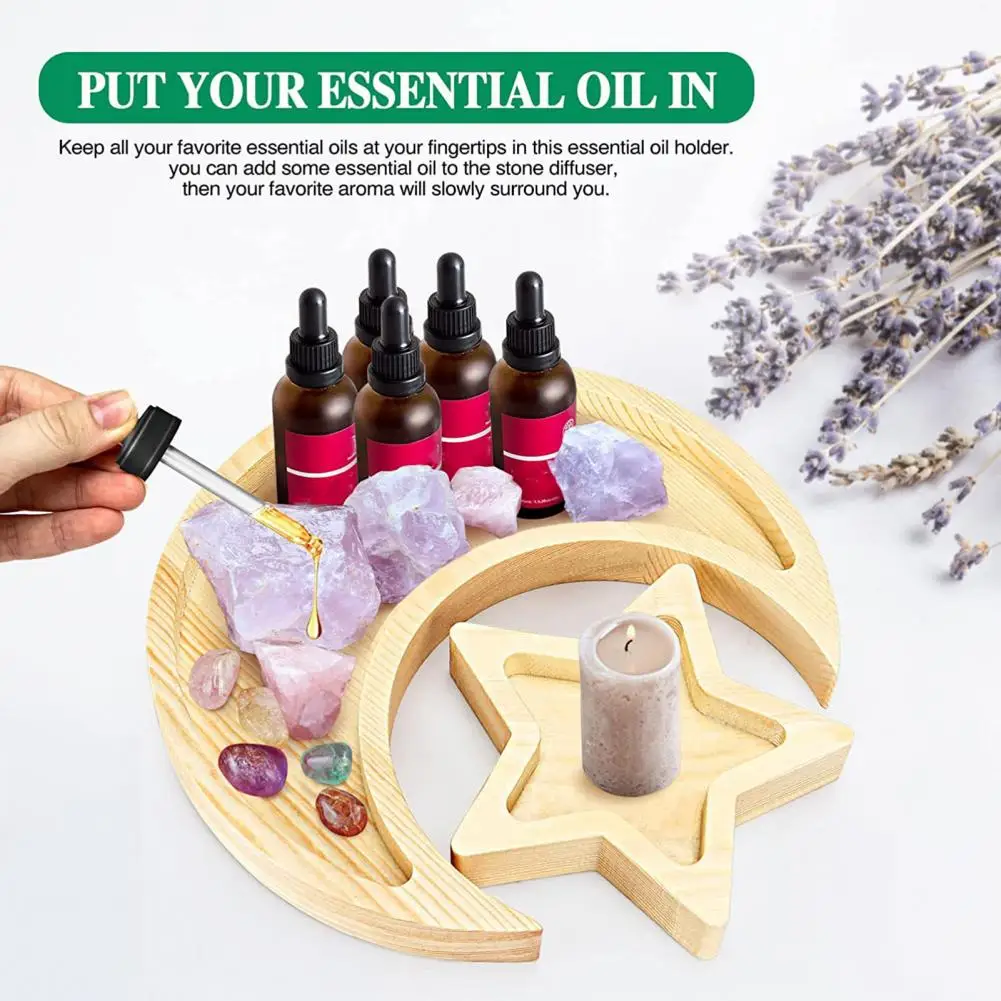 Storage Tray Elegant Moon Star Wooden Jewelry Tray for Desserts Parties Smooth Edge Serving Plate for Ramadan Decorations Gifts 4
