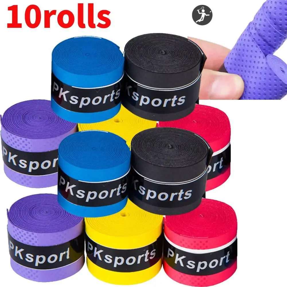 10rolls 4colors Tennis Racket Grip Tape, PU Absorbent Tennis Racket Badminton Grip Tape Accessories