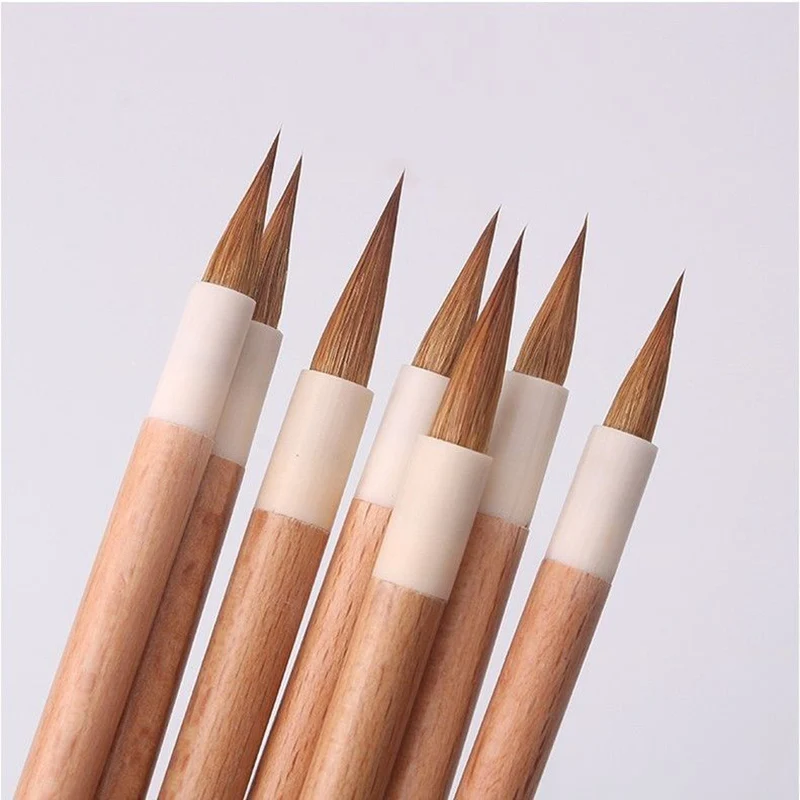 5PCS Weasel Hair Calligraphy Brush Pens Handmade Wooden Handle Chinese Painting Brush Xiaokai Regular Script Writing paint brush calligraphy brush