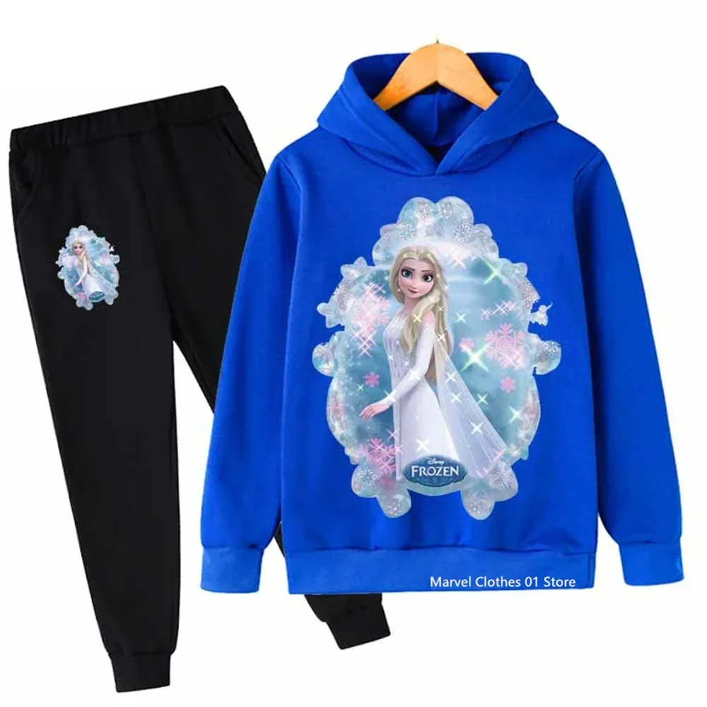 Spring Autumn Girls Frozen Hoodie Set Kids Santa Claus Clothes Casual Boys Suit Children Suit Hoodies and Pants 2pcs