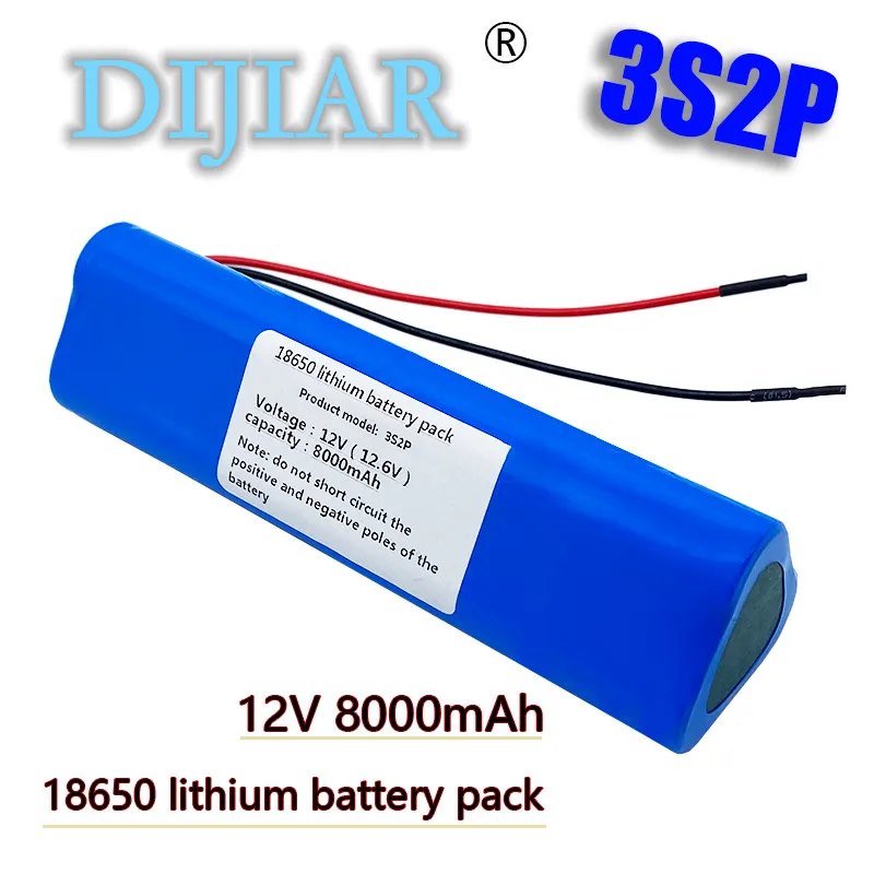 

12V Battery 8000mAh 3S2P 12.6V 11.1V KLUOSI 18650 Lithium-ion Battery Pack with 5A BMS for Backup Power Ups CCTV Camerar